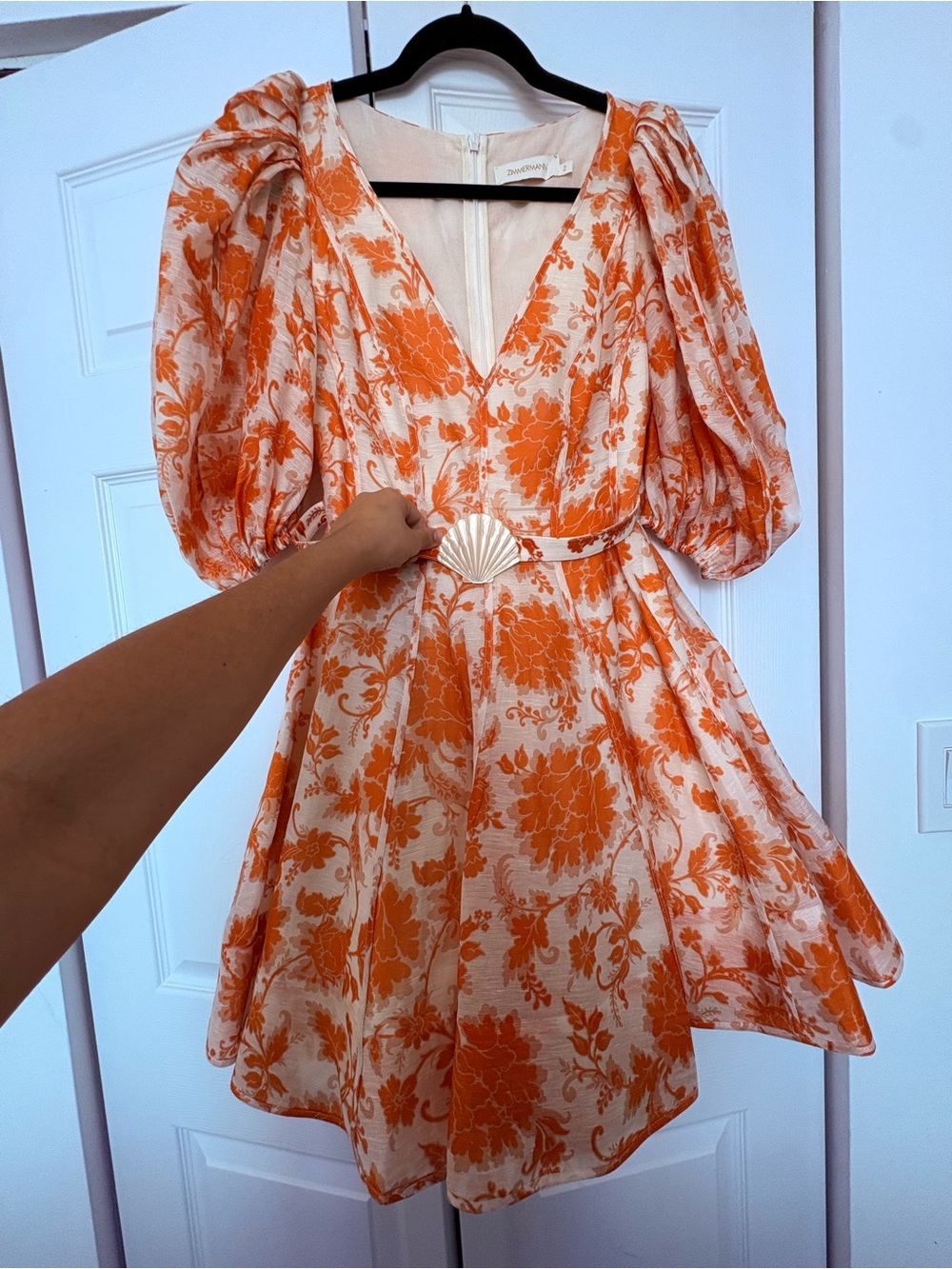 NWOT Zimmermann Postcard Puff Sleeve Mini Dress in Linen